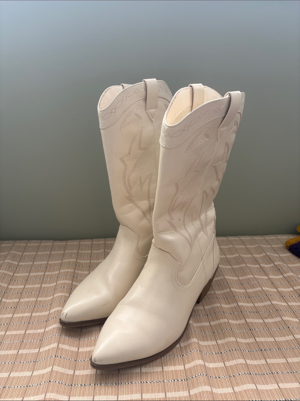American Eagle Outfitters White Cowboy Knee-High Boots